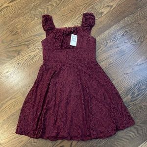 Nordstrom burgundy / maroon girls lace dress, size 16, runs small, NWT
